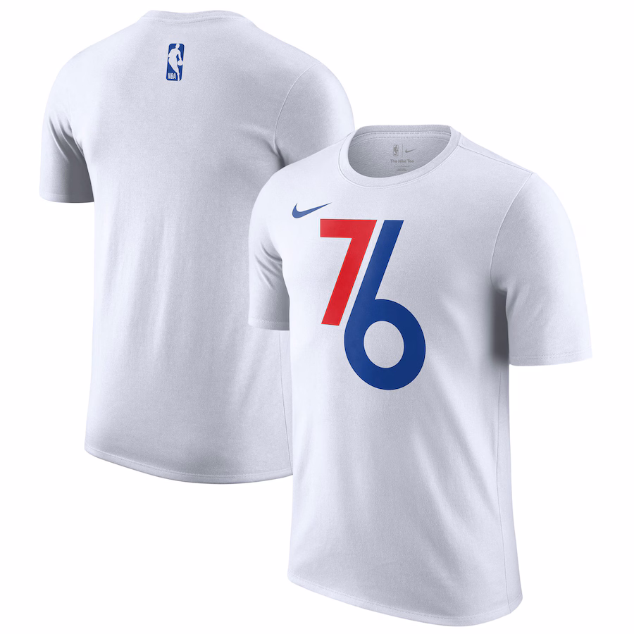 Men's Philadelphia 76ers Nike White 2024/25 City Edition Essential Logo T-Shirt - Puhuasuan
