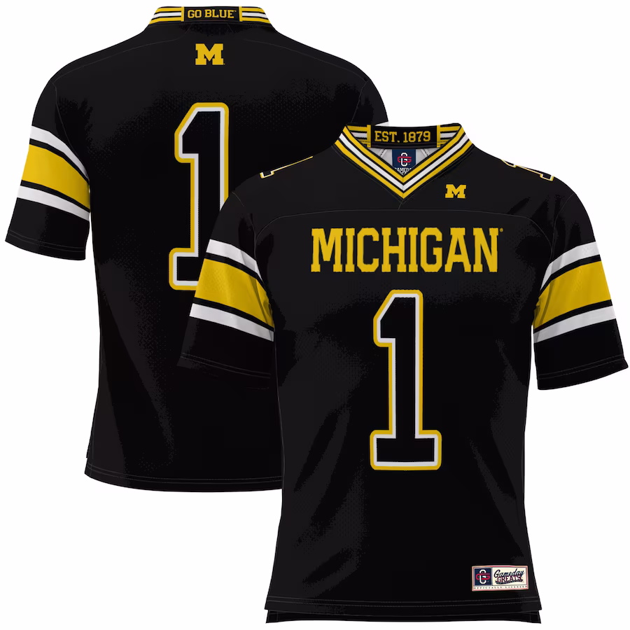 #1 Michigan Wolverines GameDay Greats Football Jersey - Black - Puhuasuan