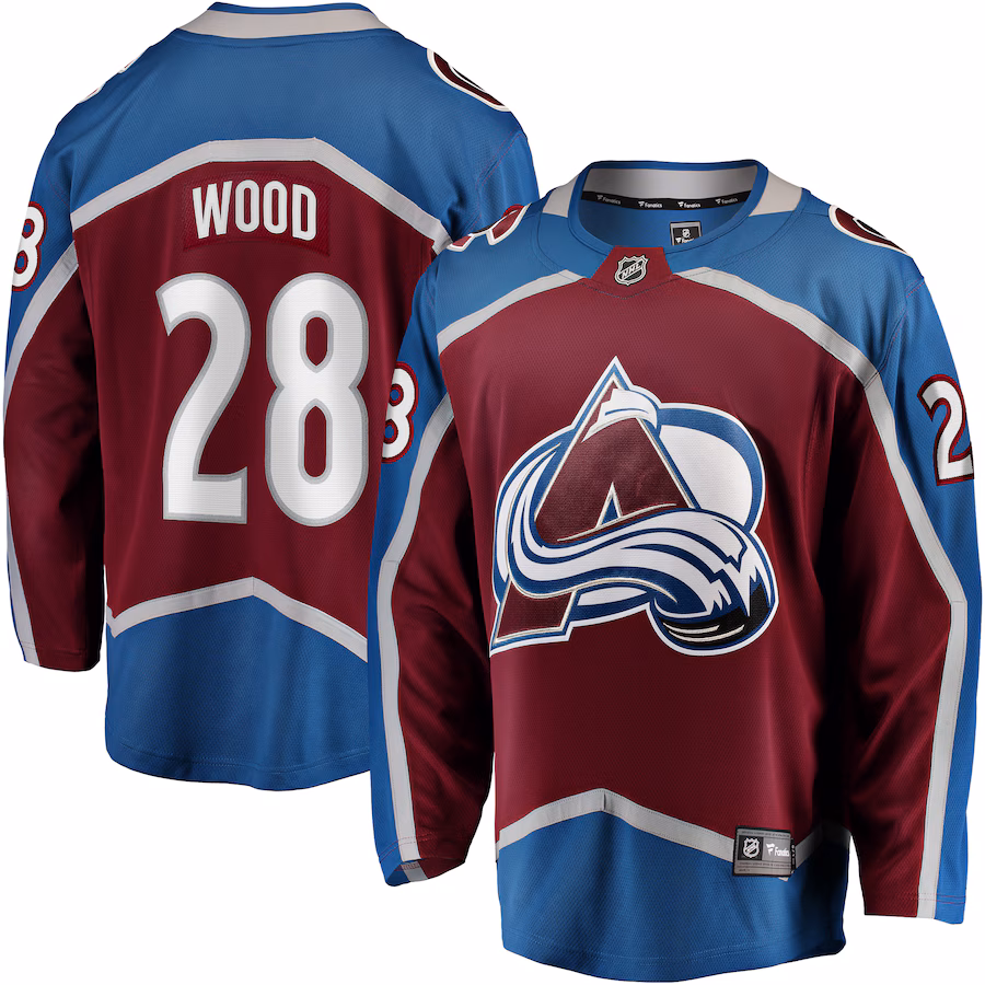 Men's Colorado Avalanche Miles Wood Fanatics Maroon Home Breakaway Jersey - Puhuasuan