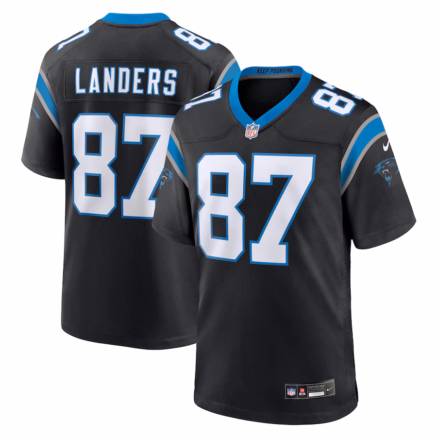 Men's Carolina Panthers Matt Landers Nike Black Game Jersey - Puhuasuan