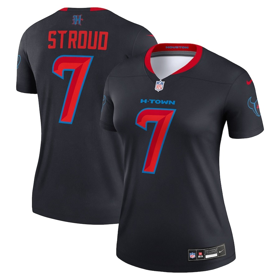 Women's Houston Texans C.J. Stroud Nike Navy Alternate Legend Player Performance Top - Puhuasuan