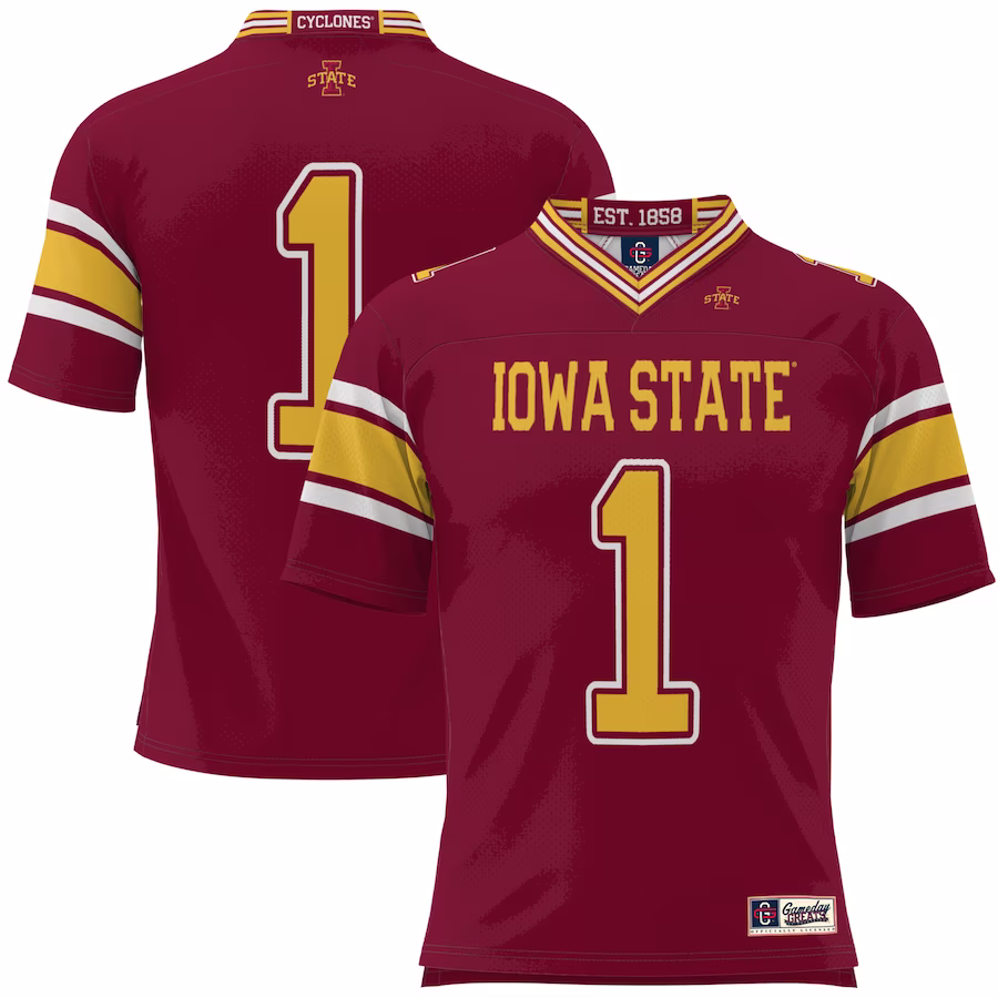 #1 Iowa State Cyclones GameDay Greats Youth Football Jersey - Cardinal - Puhuasuan