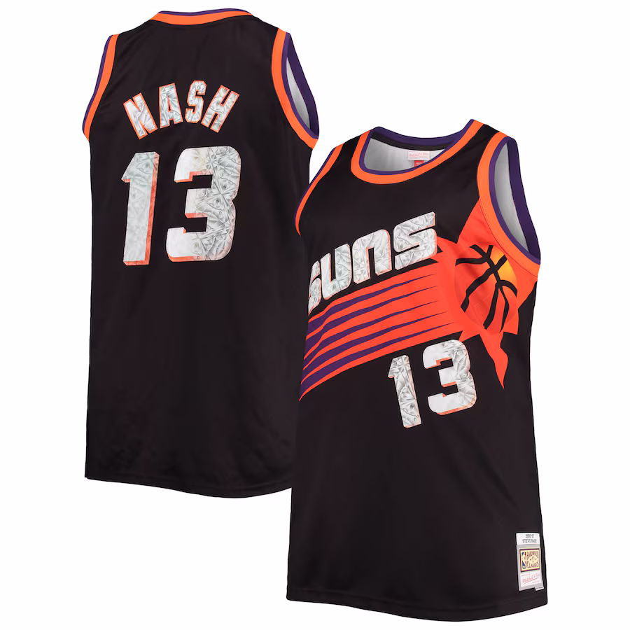 Men's Phoenix Suns Steve Nash Mitchell & Ness Black Big & Tall 1996/97 NBA 75th Anniversary Diamond Swingman Jersey - Puhuasuan