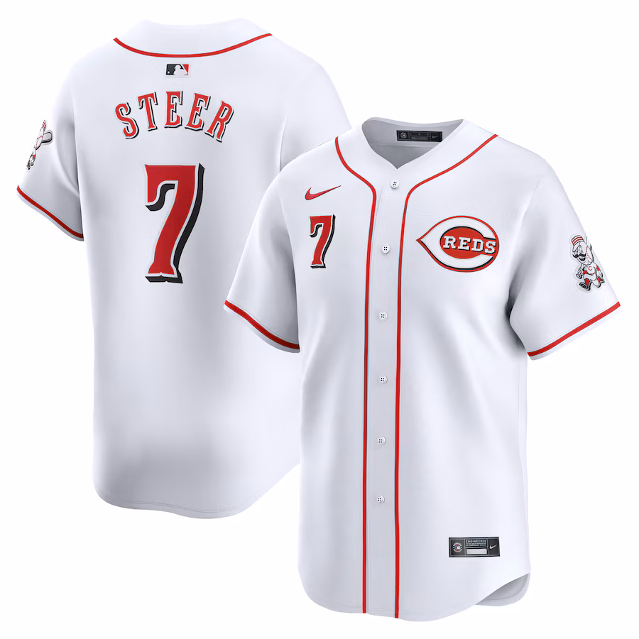 Men's Cincinnati Reds Spencer Steer Nike White Home Limited Player Jersey - Puhuasuan