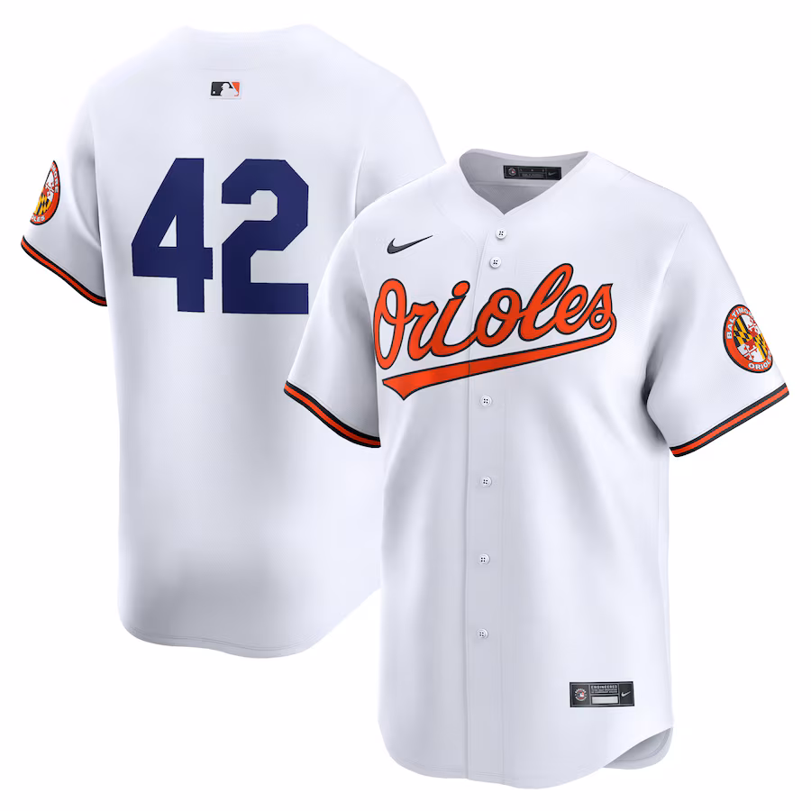 Men's Baltimore Orioles  Nike White 2024 Jackie Robinson Day Home Limited Jersey - Puhuasuan
