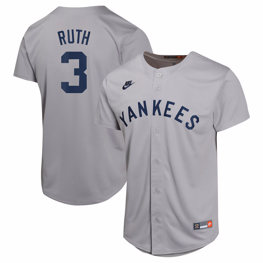 Youth New York Yankees Babe Ruth Nike Gray Cooperstown Collection Limited Player Jersey - Puhuasuan