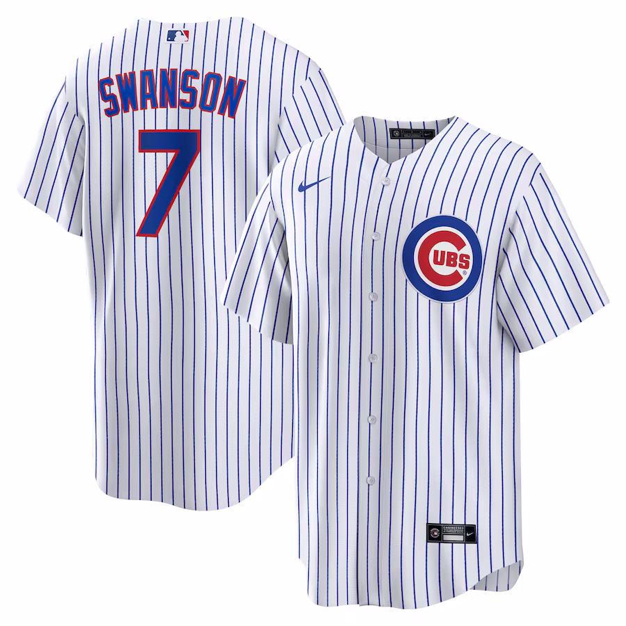 Men's Chicago Cubs Dansby Swanson Nike White Replica Player Jersey - Puhuasuan