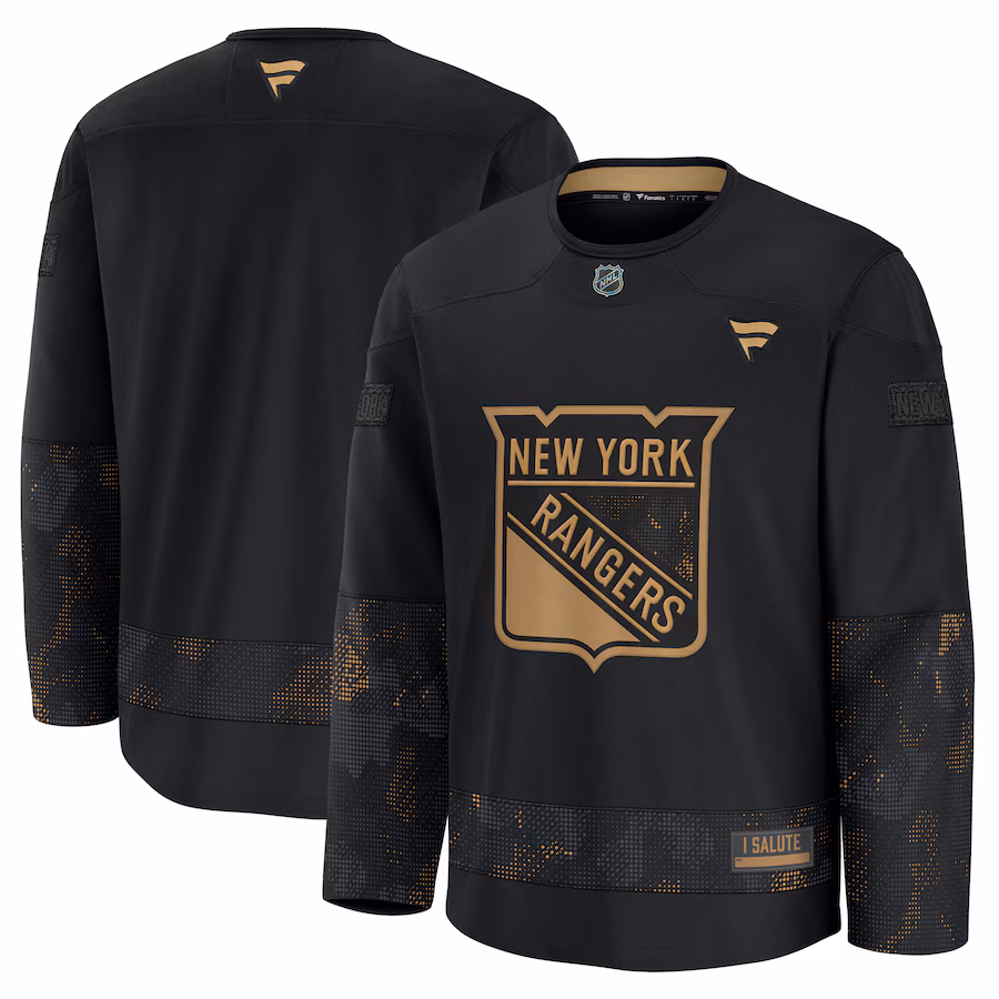 Men's New York Rangers Fanatics Black 2024 Military Appreciation Practice Jersey - Puhuasuan