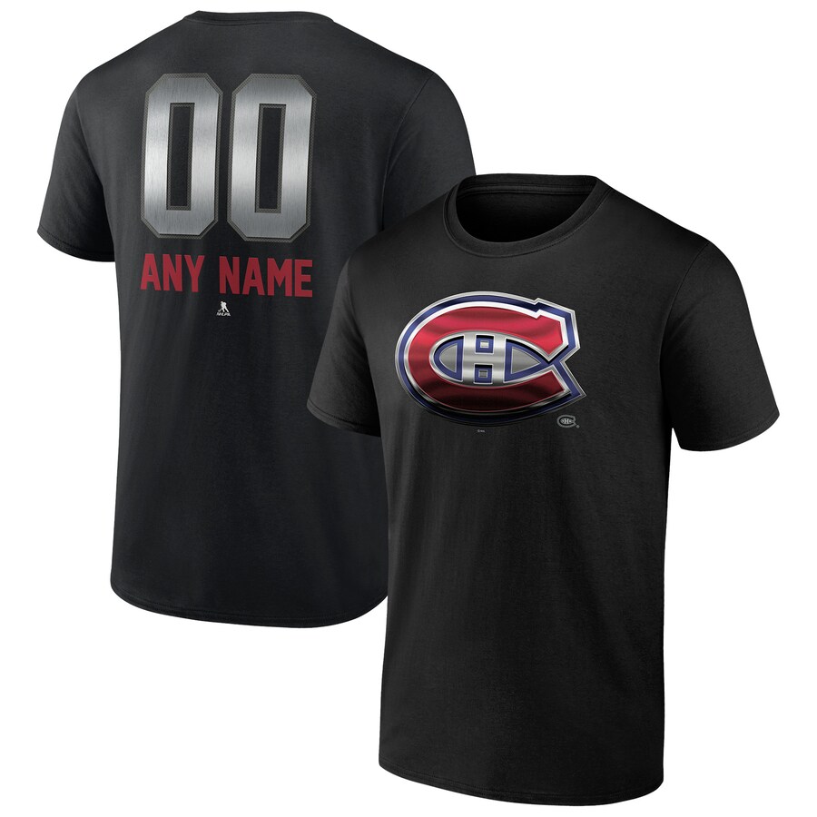 Men's Montreal Canadiens Black Personalized Midnight Mascot Logo T-Shirt - Puhuasuan