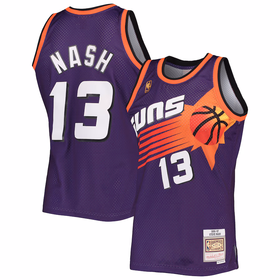 Men's Phoenix Suns Steve Nash Mitchell & Ness Purple 1996/97 Hardwood Classics Swingman Jersey - Puhuasuan