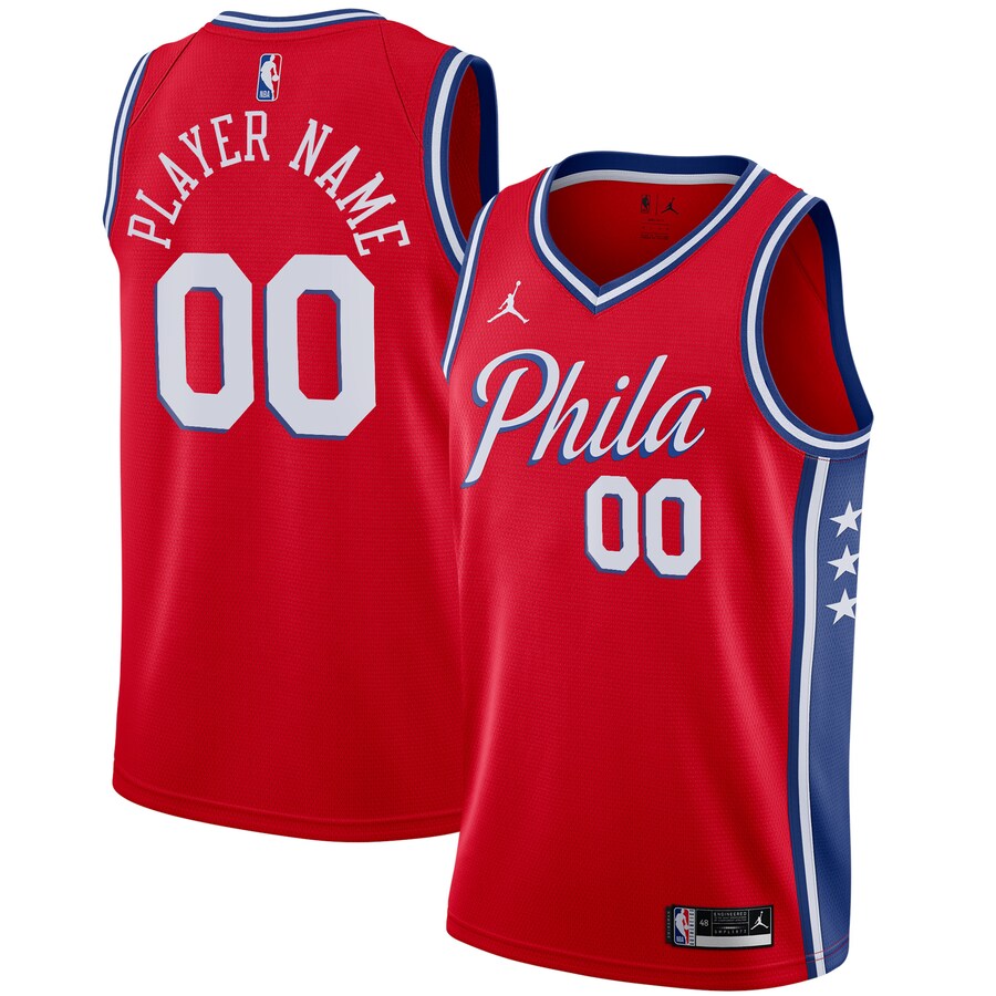 Men's Philadelphia 76ers Jordan Brand Red Swingman Custom Jersey - Statement Edition - Puhuasuan