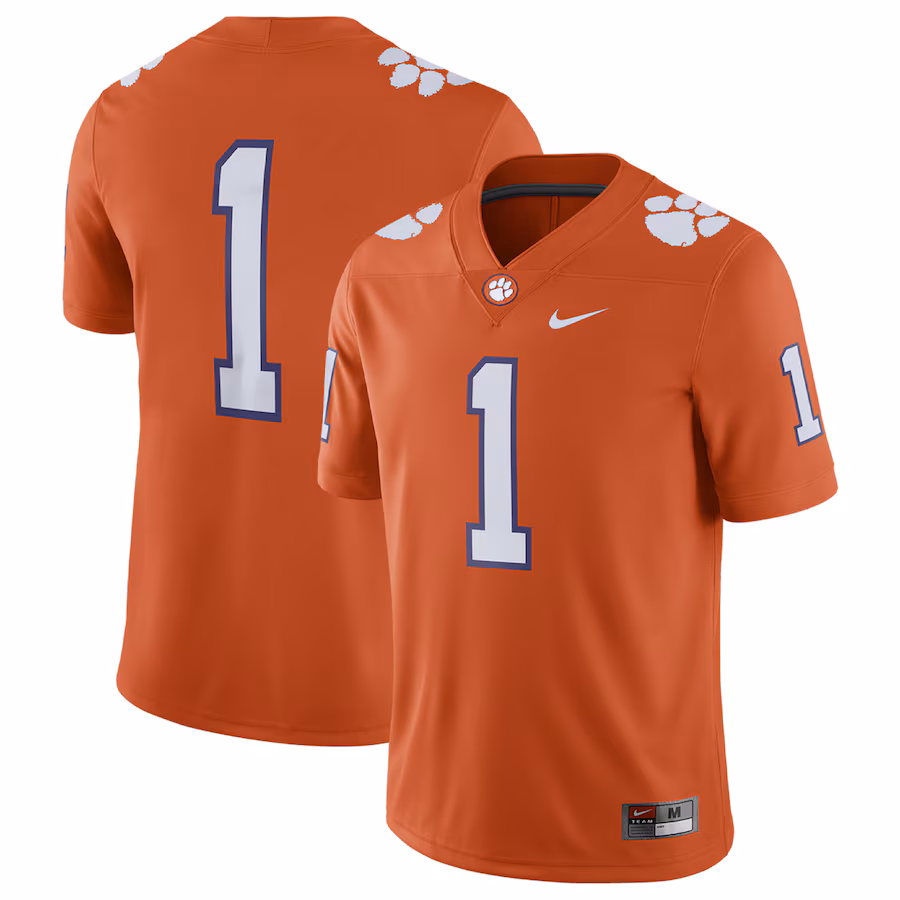 Men's Nike Orange Clemson Tigers #1 Home Game Jersey - Puhuasuan