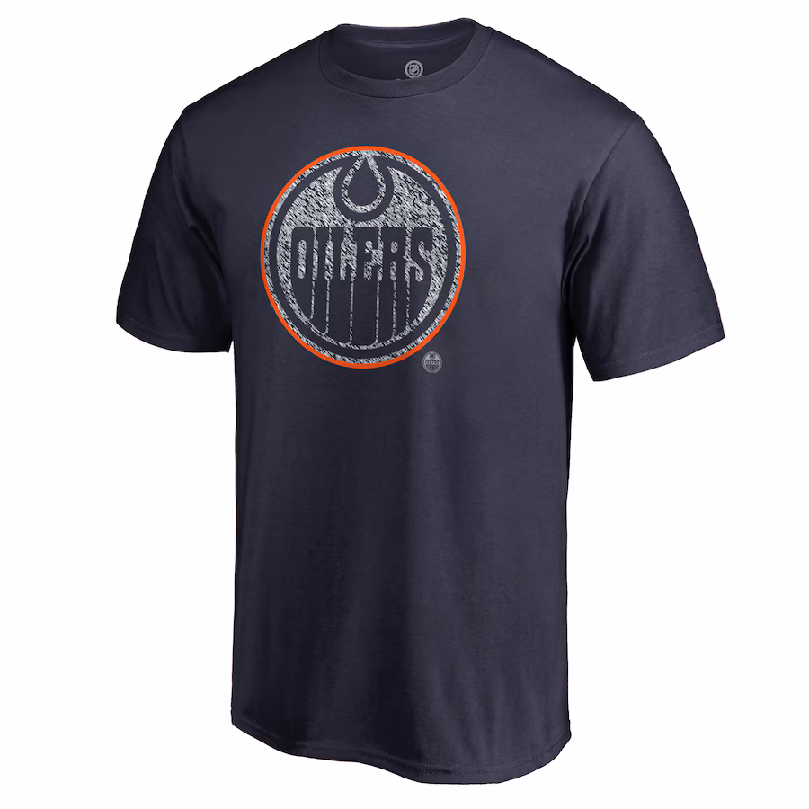 Men's Edmonton Oilers Navy Static Logo T-Shirt - Puhuasuan