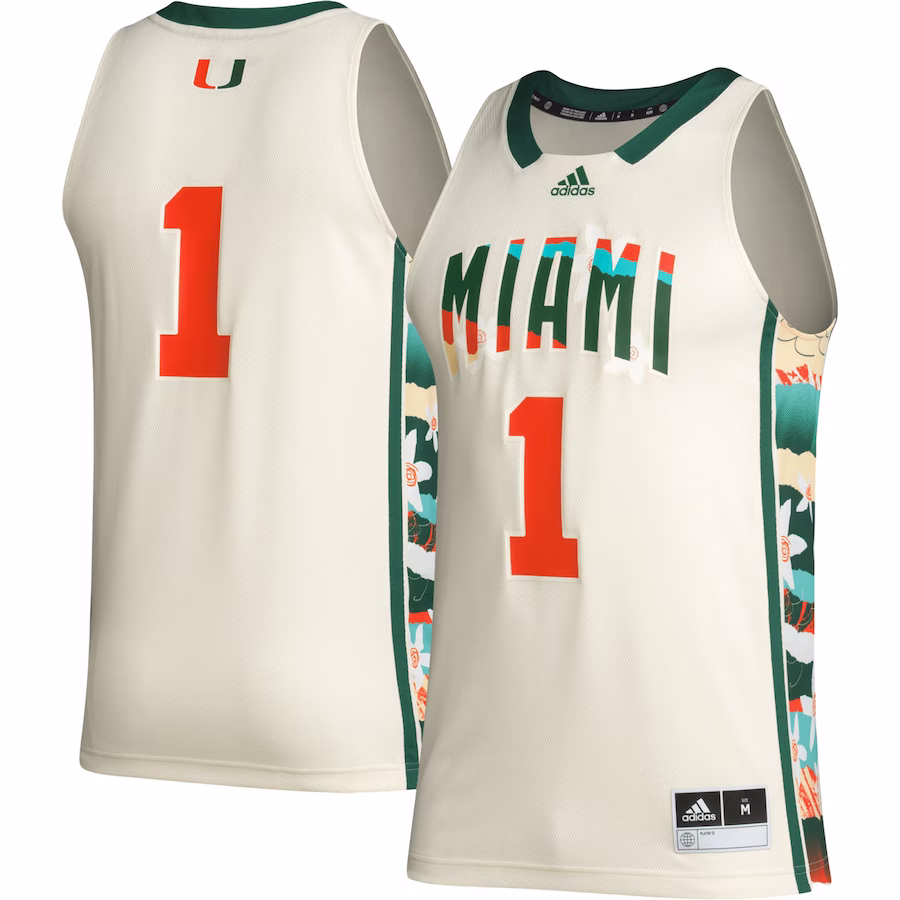 #1 Miami Hurricanes adidas Honoring Black Excellence Basketball Jersey - Khaki - Puhuasuan