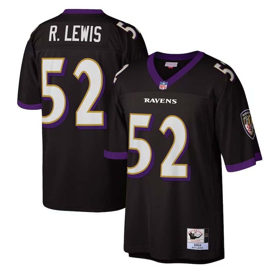 Men's Baltimore Ravens 2004 Ray Lewis Mitchell & Ness Black Authentic Throwback Retired Player Jersey - Puhuasuan