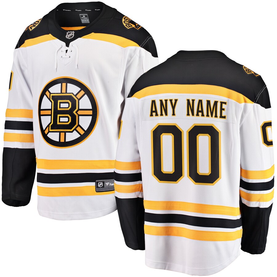 Men's Boston Bruins Fanatics Branded White Away Breakaway Custom Jersey - Puhuasuan