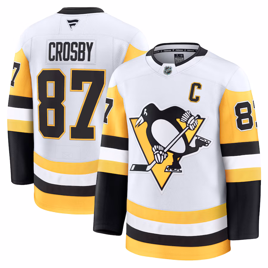 Men's Pittsburgh Penguins Sidney Crosby Fanatics White Away Premium Jersey - Puhuasuan