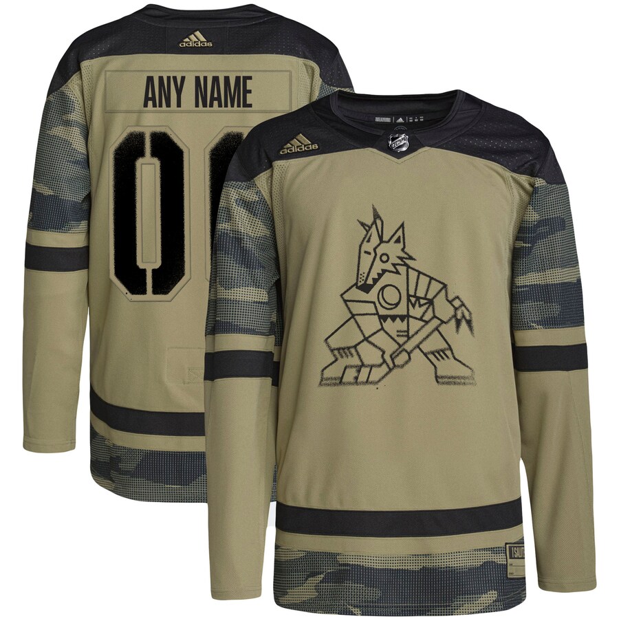 Men's Arizona Coyotes adidas Camo Military Appreciation Team Authentic Custom Practice Jersey - Puhuasuan