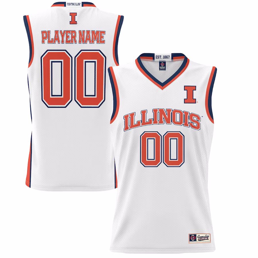 Illinois Fighting Illini GameDay Greats Youth NIL Pick-A-Player Women's Lightweight Basketball Jersey - White - Puhuasuan
