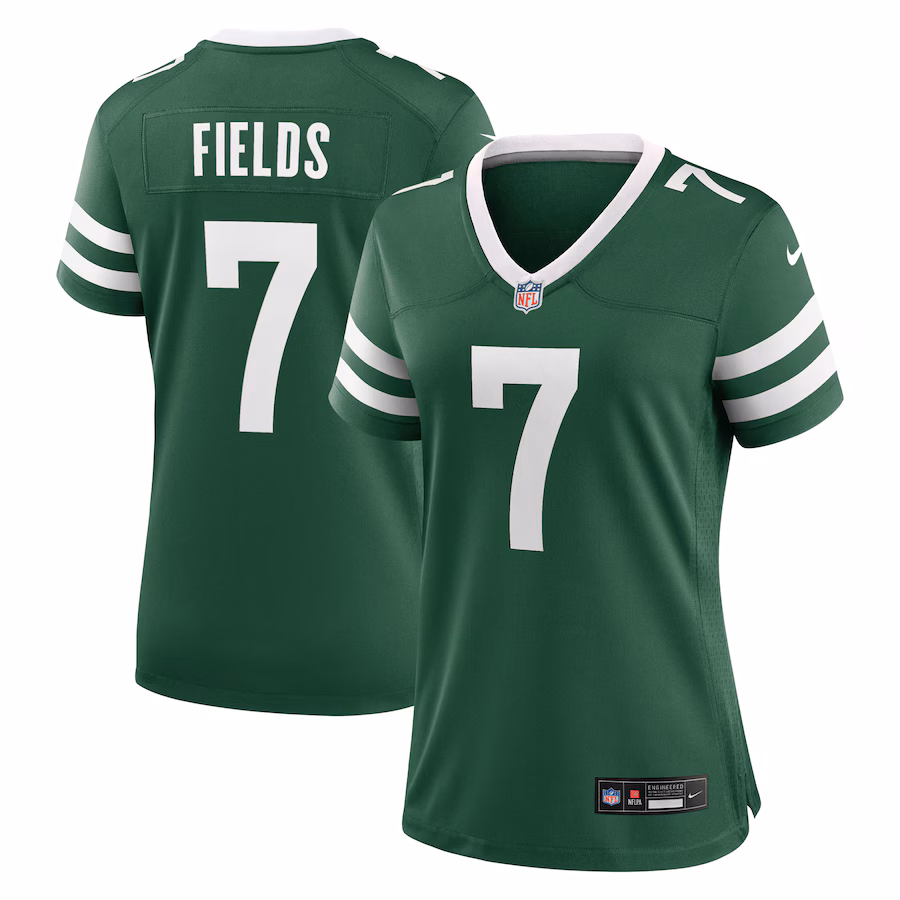 Women's New York Jets Justin Fields Nike Legacy Green Game Jersey - Puhuasuan