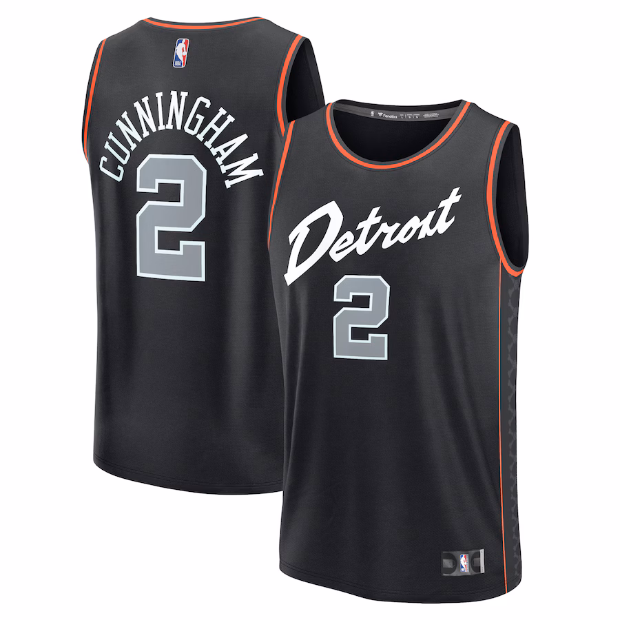 Men's Detroit Pistons Cade Cunningham Fanatics Black Fast Break Jersey - City Edition - Puhuasuan