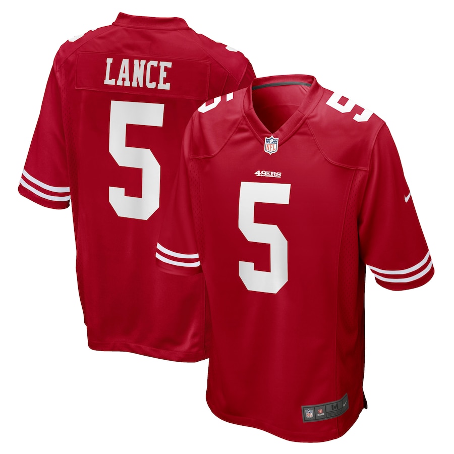 Men's San Francisco 49ers Trey Lance Nike Scarlet Game Jersey - Puhuasuan
