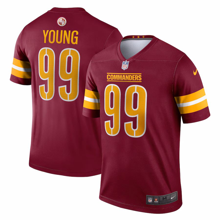 Men's Washington Commanders Chase Young Nike Burgundy Team Legend Player Performance Top - Puhuasuan
