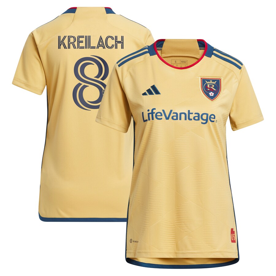 Women's Real Salt Lake Damir Kreilach adidas Gold 2023 The Beehive State Kit Replica Player Jersey - Puhuasuan