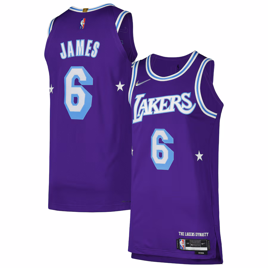 Men's Los Angeles Lakers LeBron James Nike Purple Authentic Player Jersey - City Edition - Puhuasuan