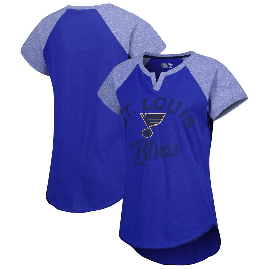 Women's St. Louis Blues Starter Blue Grand Slam Raglan Notch Neck T-Shirt - Puhuasuan