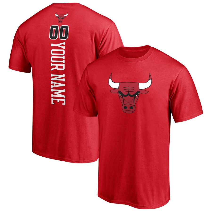 Men's Chicago Bulls Red Playmaker Personalized Name & Number T-Shirt - Puhuasuan