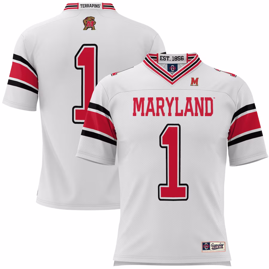 #1 Maryland Terrapins GameDay Greats Football Jersey - White - Puhuasuan