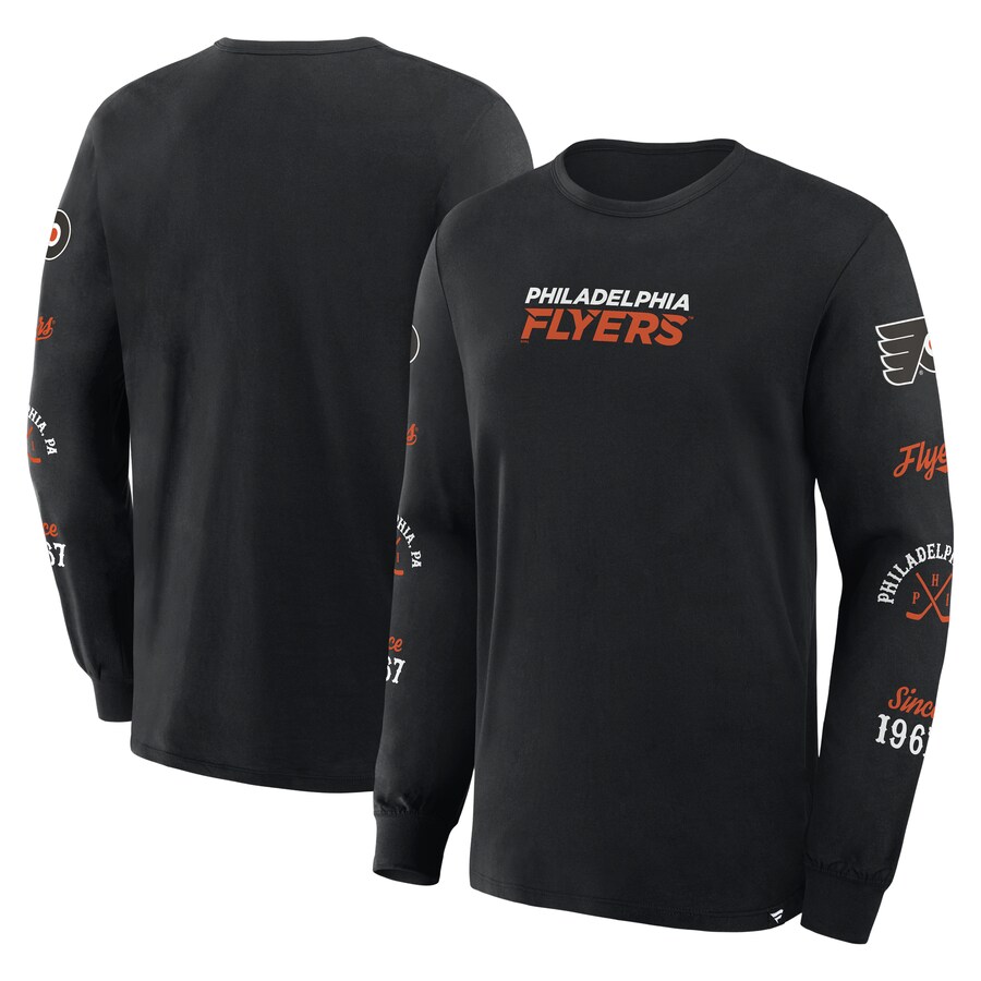 Men's Philadelphia Flyers Fanatics Black Boxed In Legacy Long Sleeve T-Shirt - Puhuasuan