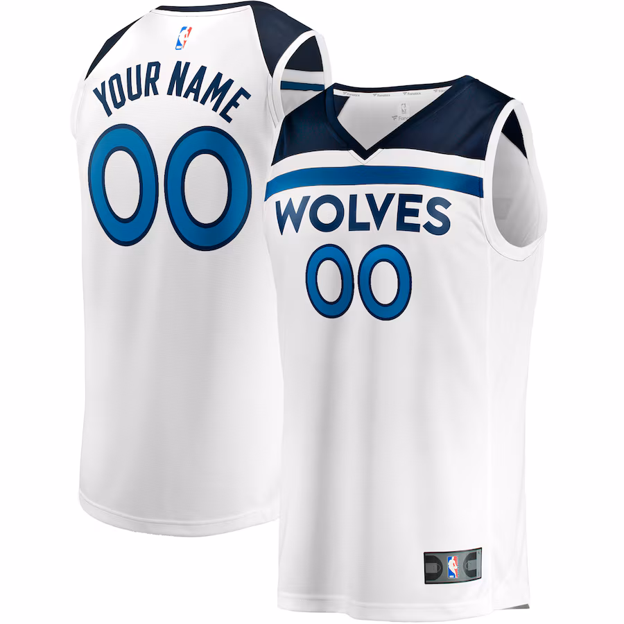 Youth Minnesota Timberwolves Fanatics White Fast Break Replica Custom Jersey - Association Edition - Puhuasuan