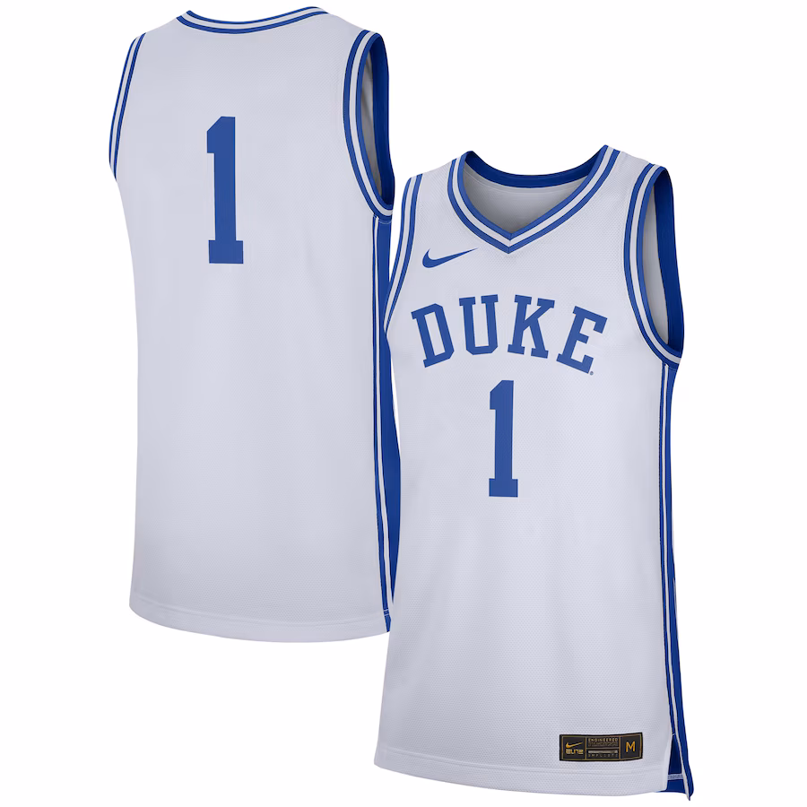 Men's Nike #1 White Duke Blue Devils Replica Jersey - Puhuasuan