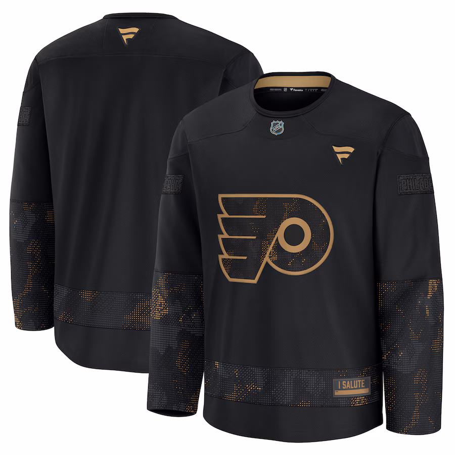 Men's Philadelphia Flyers Fanatics Black 2024 Military Appreciation Practice Jersey - Puhuasuan