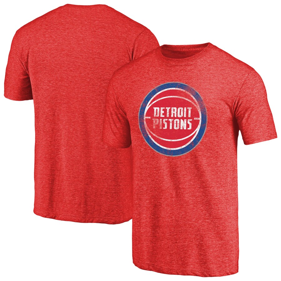 Men's Detroit Pistons Red Distressed Logo Tri-Blend T-Shirt - Puhuasuan