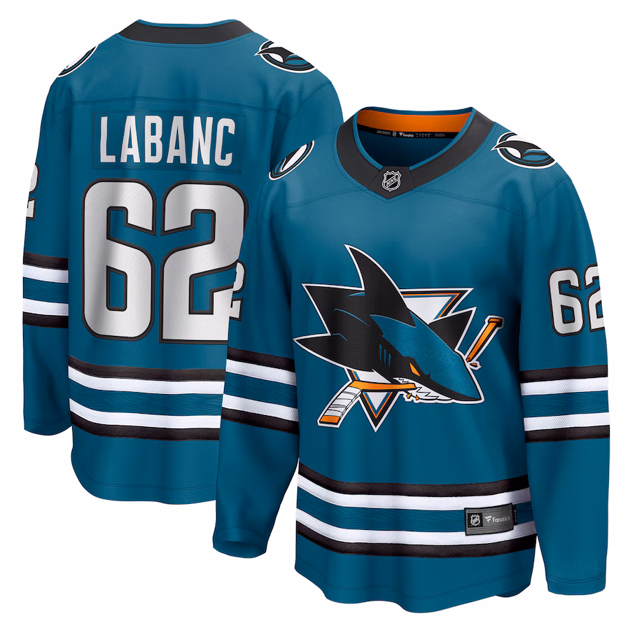Men's San Jose Sharks Kevin Labanc Fanatics Teal Home Breakaway Player Jersey - Puhuasuan