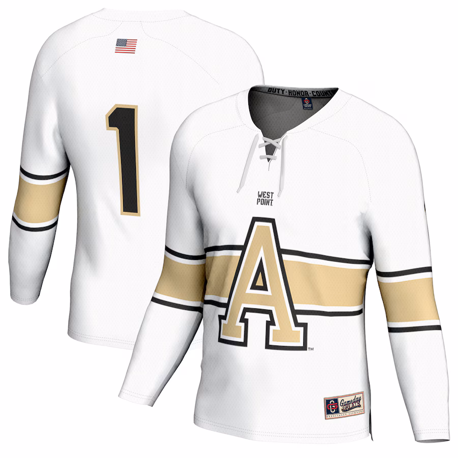 #1 Army Black Knights GameDay Greats Youth Ice Hockey Fashion Jersey - White - Puhuasuan