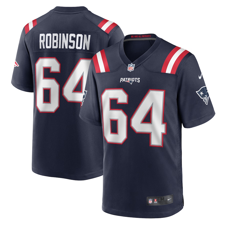 Men's New England Patriots Layden Robinson Nike Navy Game Jersey - Puhuasuan