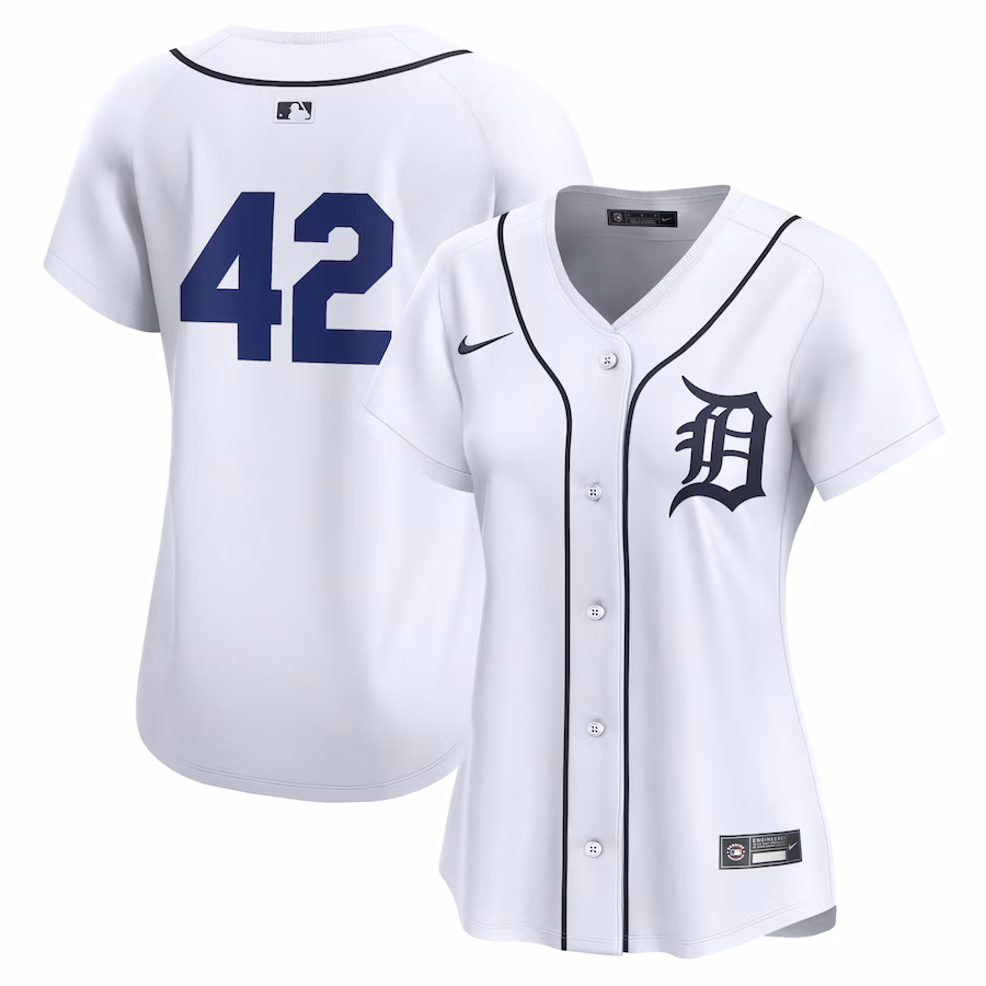 Women's Detroit Tigers  Nike White 2024 Jackie Robinson Day Home Limited Jersey - Puhuasuan