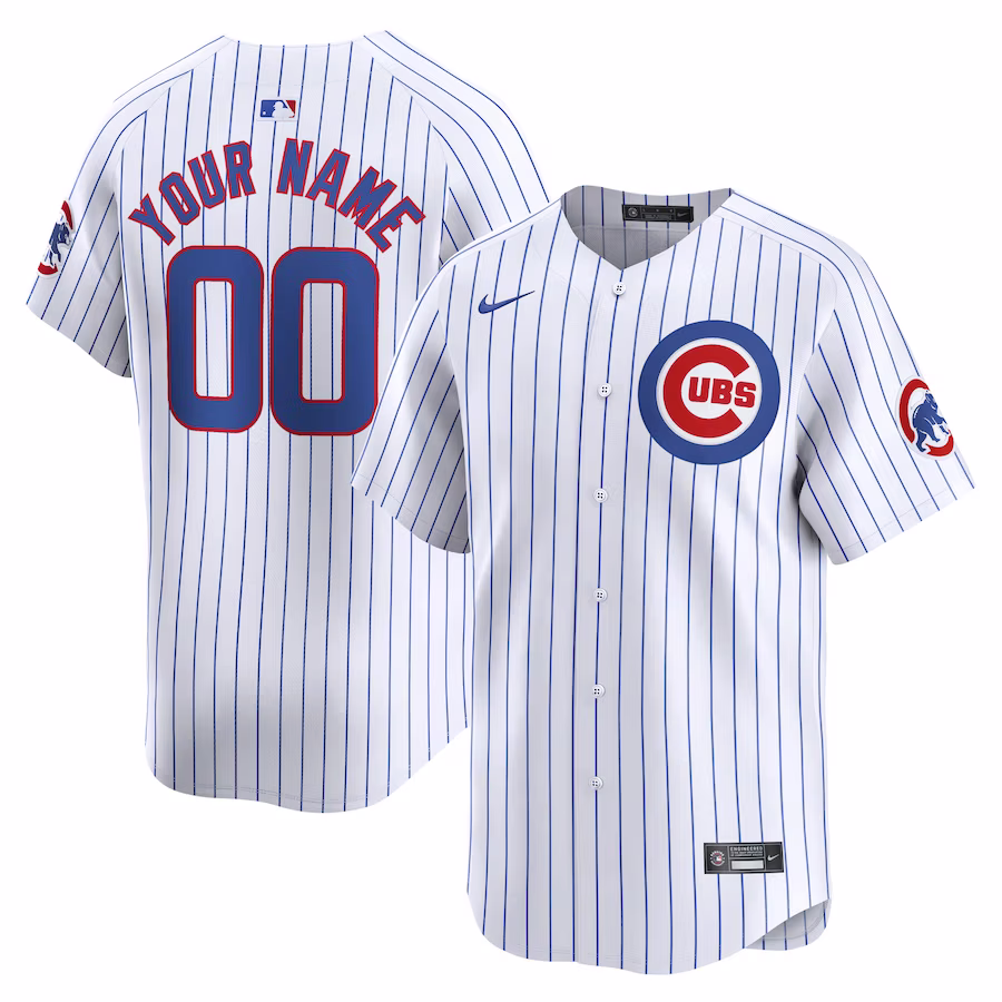 Men's Chicago Cubs Nike White Home Limited Custom Jersey - Puhuasuan