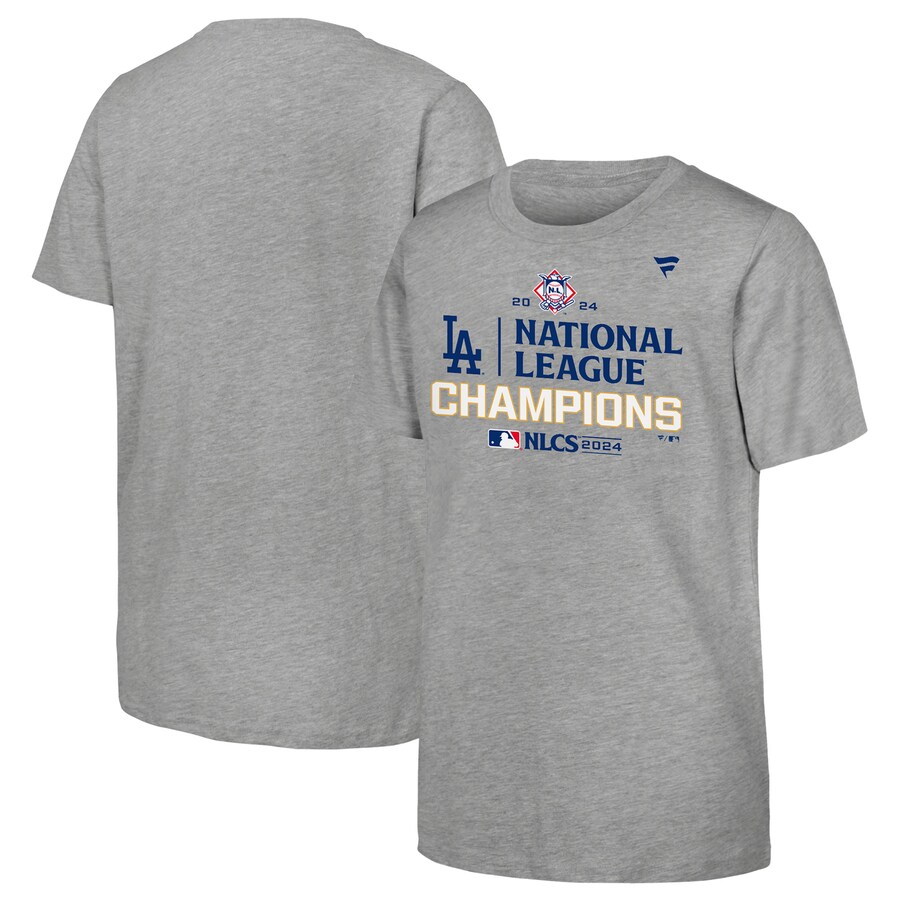 Youth Los Angeles Dodgers Fanatics Heather Gray 2024 National League Champions Locker Room T-Shirt - Puhuasuan