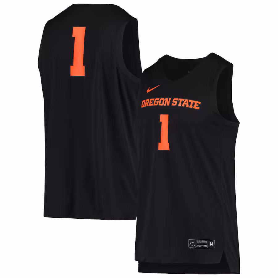 Men's Nike #1 Black Oregon State Beavers Replica Basketball Jersey - Puhuasuan