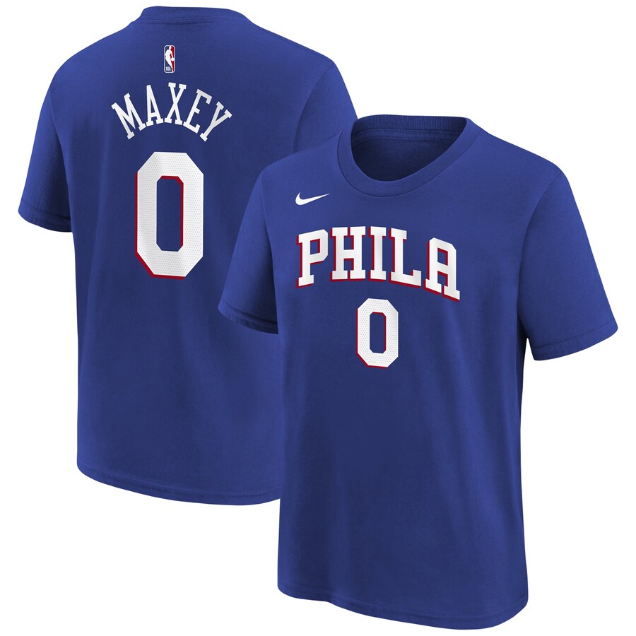 Youth Philadelphia 76ers Tyrese Maxey Royal Icon Name & Number T-Shirt - Puhuasuan