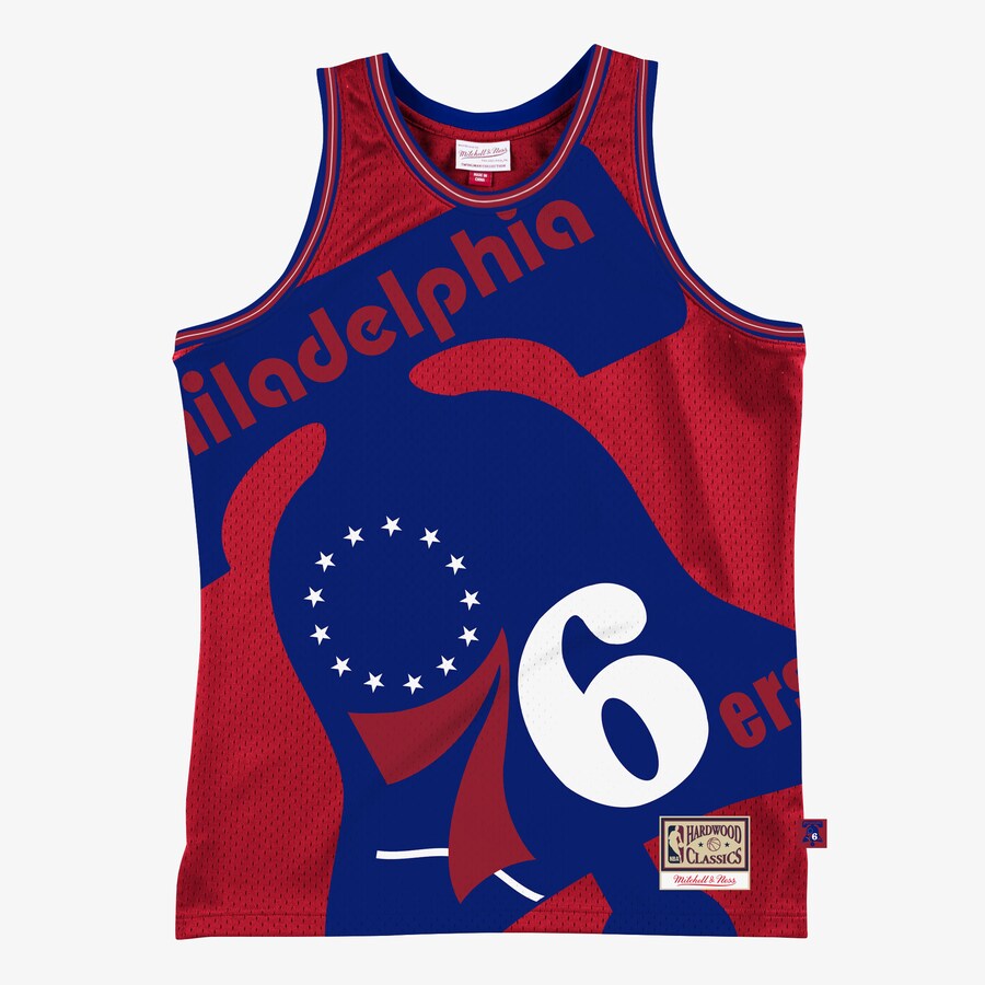 Men's Philadelphia 76ers Mitchell & Ness Red Hardwood Classics Blown Out Fashion Jersey - Puhuasuan