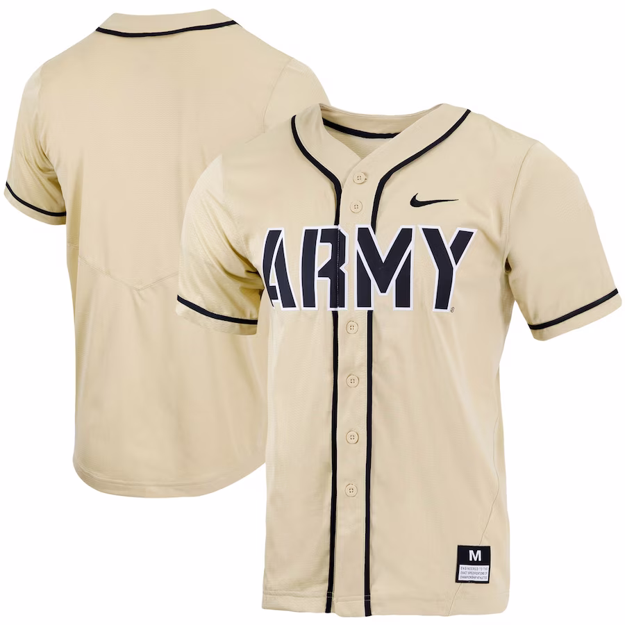 Army Black Knights Nike Replica Full-Button Baseball Jersey - Gold - Puhuasuan