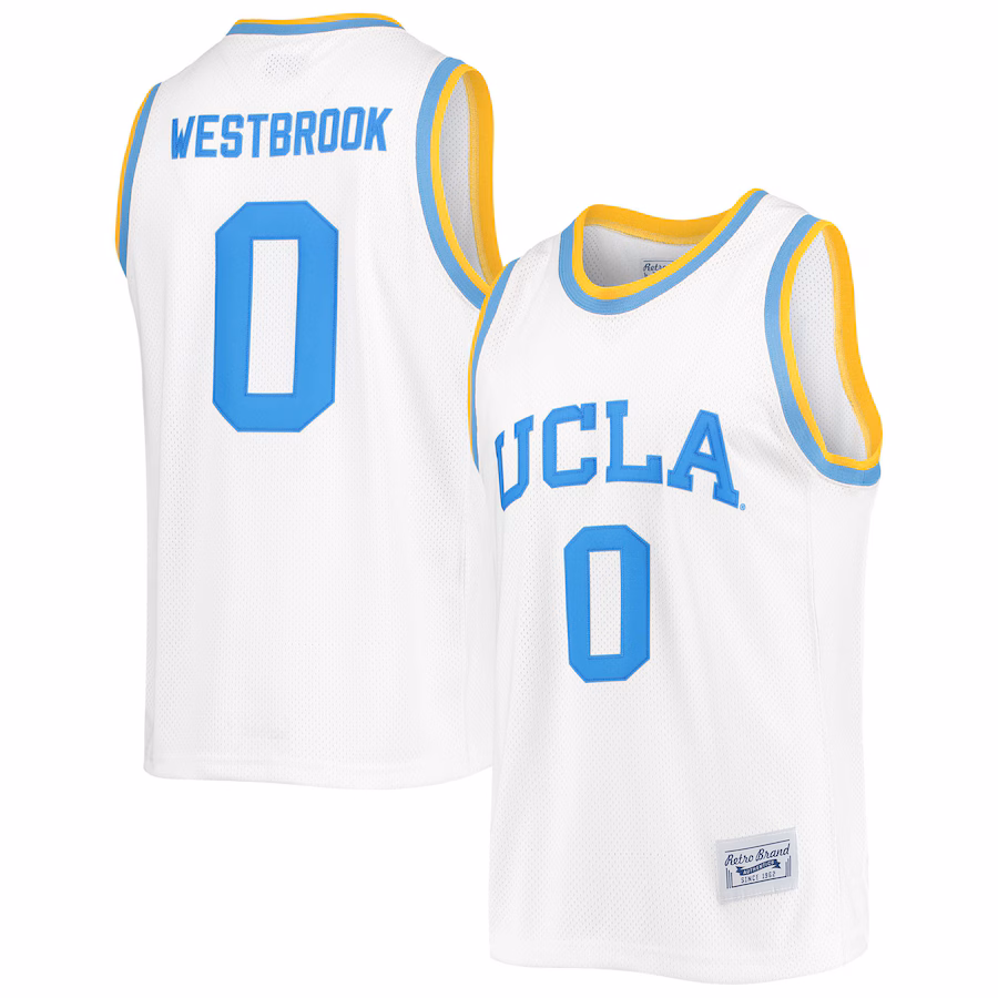 Men's Original Retro Brand Russell Westbrook White UCLA Bruins Commemorative Classic Basketball Jersey - Puhuasuan