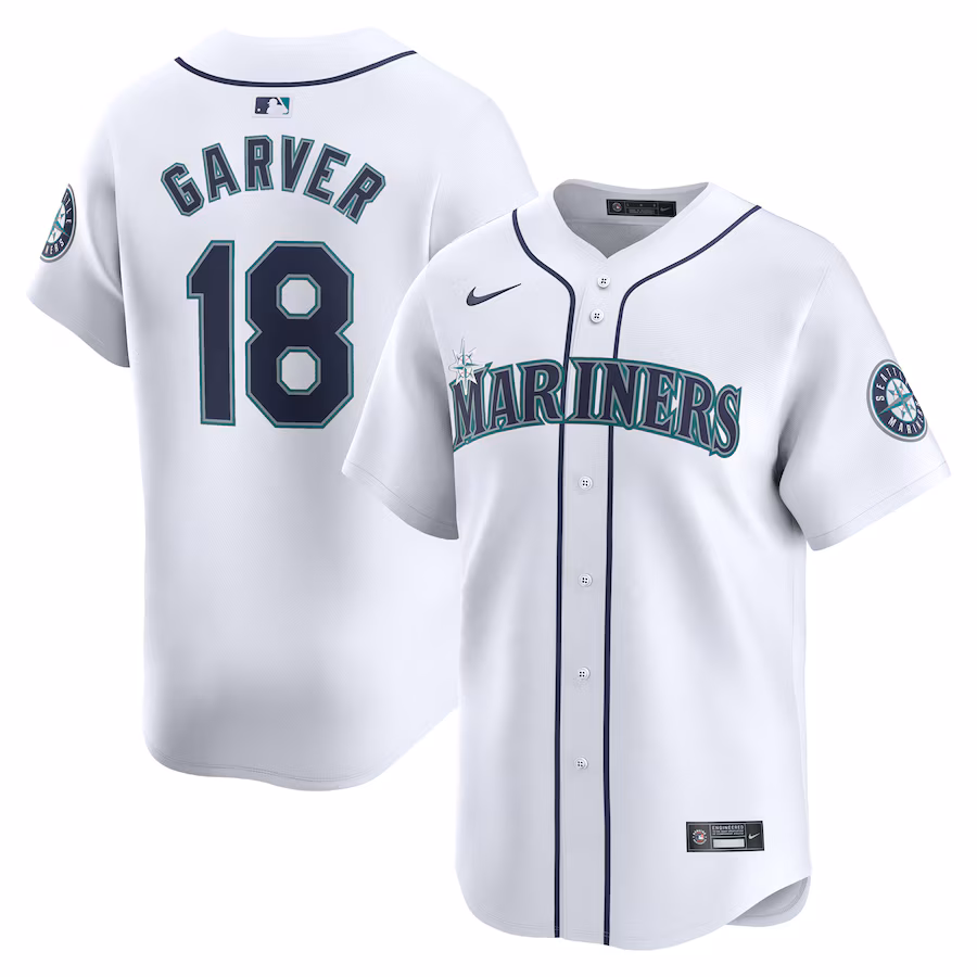Men's Seattle Mariners Mitch Garver Nike White Home Limited Player Jersey - Puhuasuan