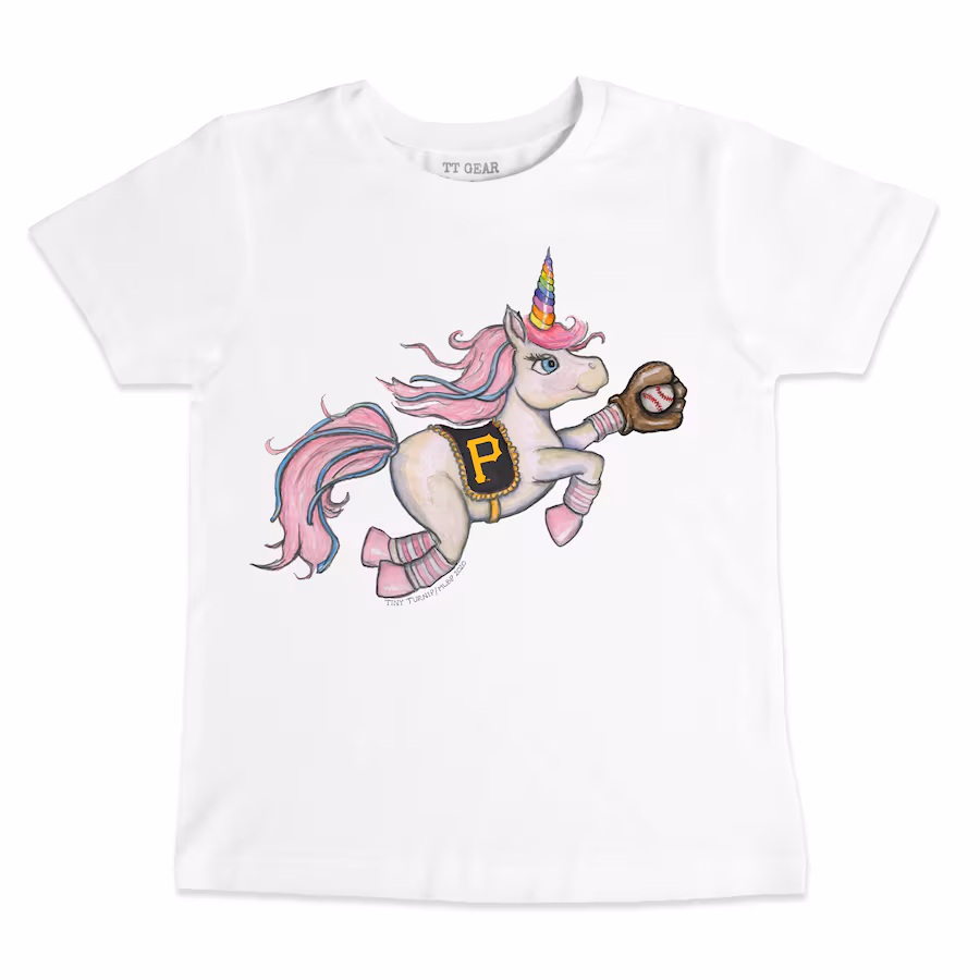 Youth Pittsburgh Pirates Tiny Turnip White Unicorn T-Shirt - Puhuasuan